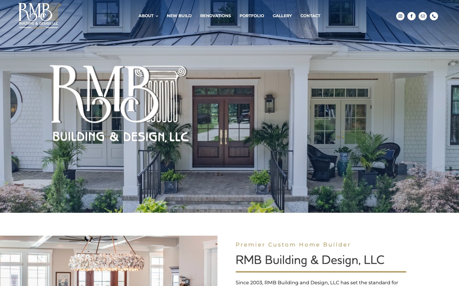 The current rmbbuildinganddesign.com homepage