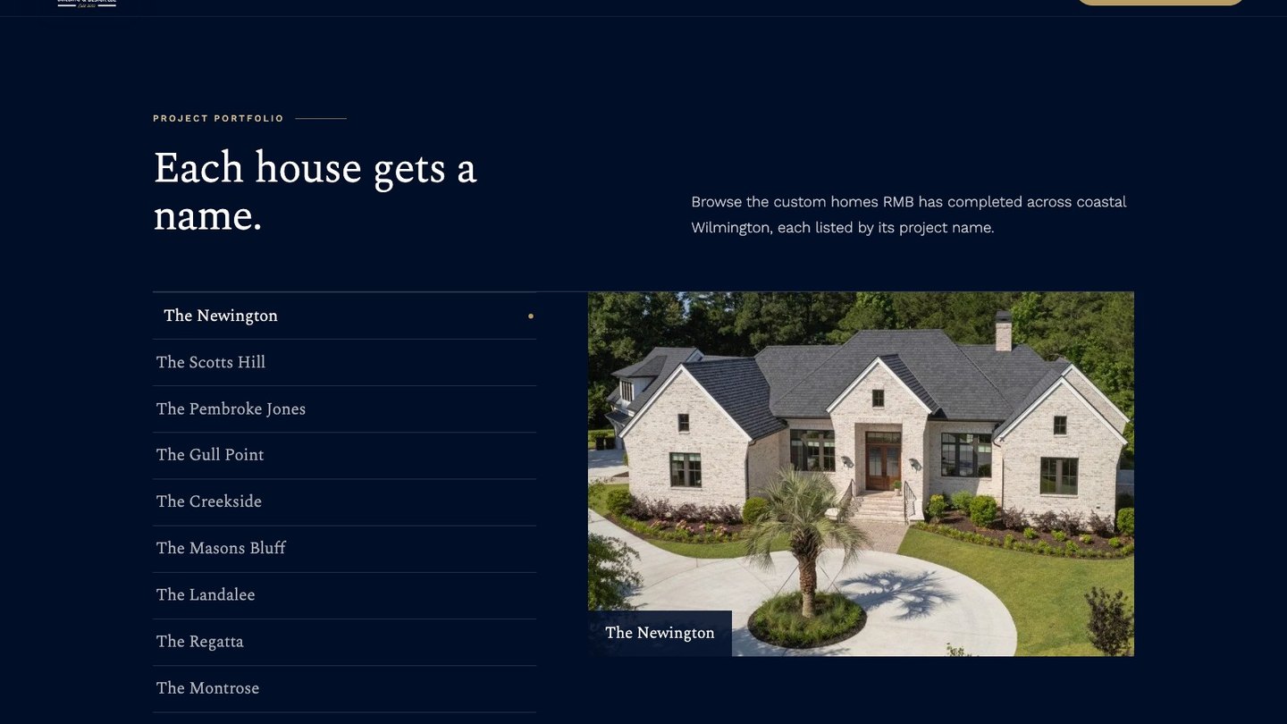 The portfolio index section of the new homepage