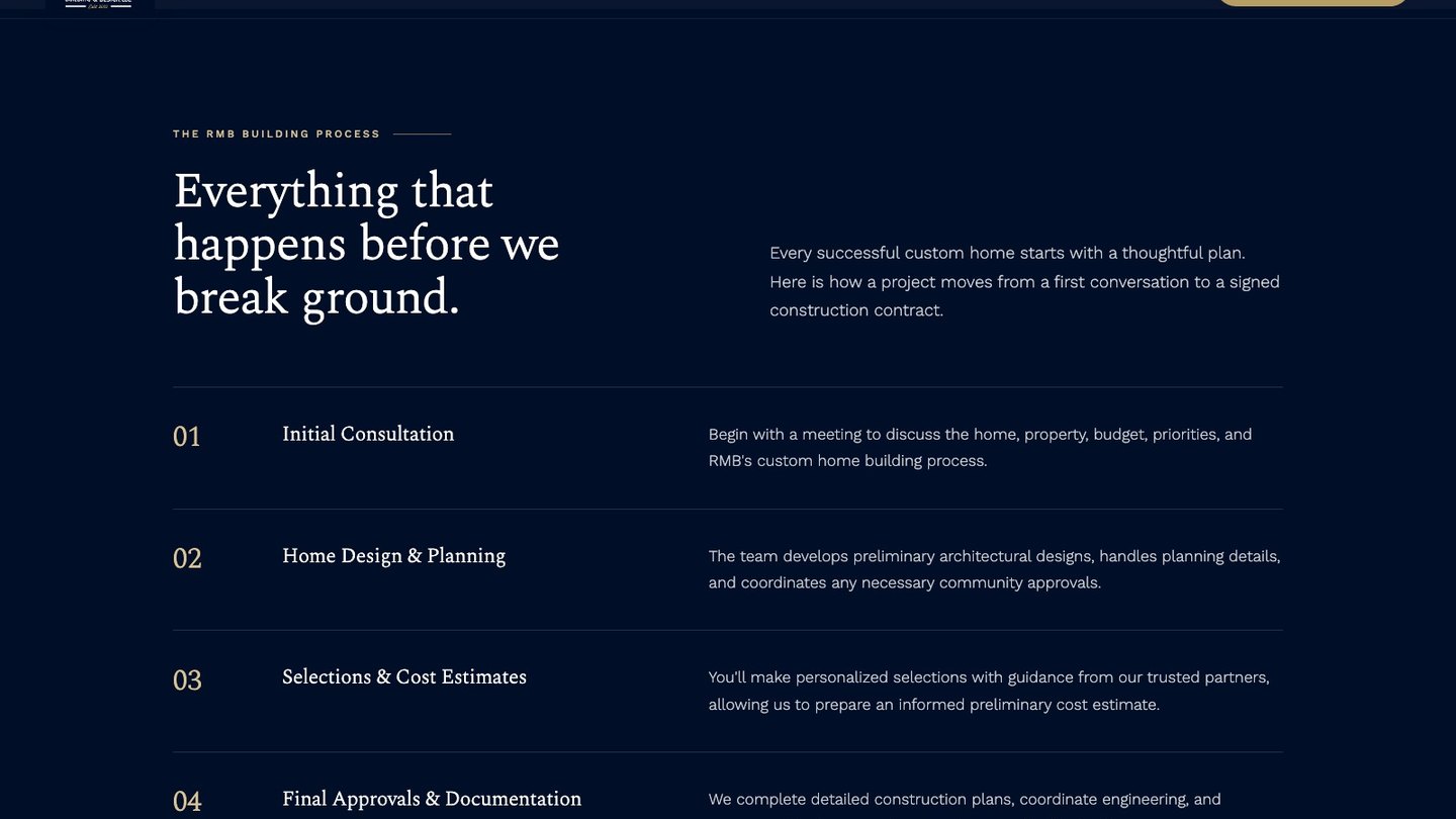 The process section of the new homepage