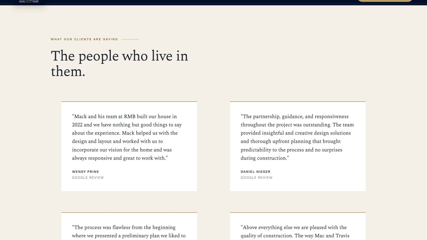 The reviews section of the new homepage