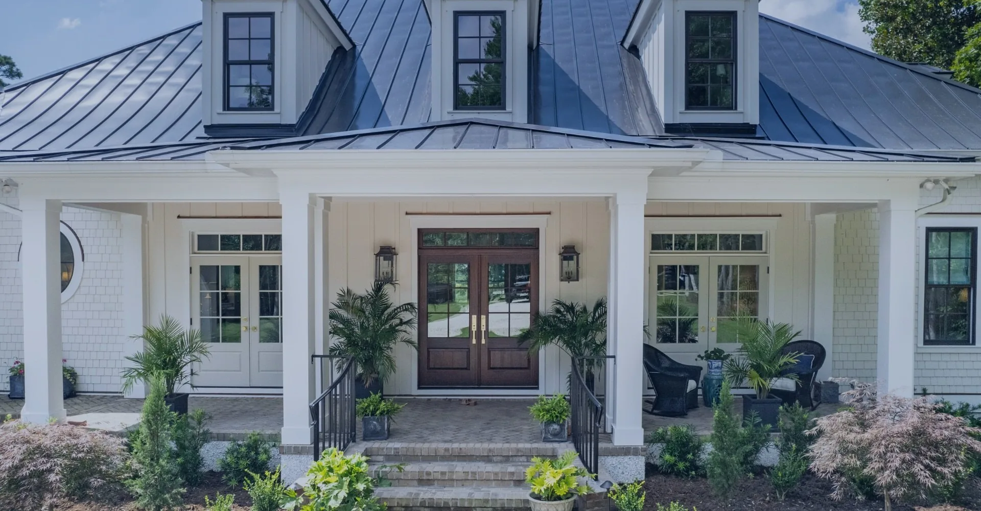 Front porch and entry of a custom home built by RMB Building and Design